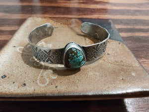 Number 8 Turquoise stamped cuff