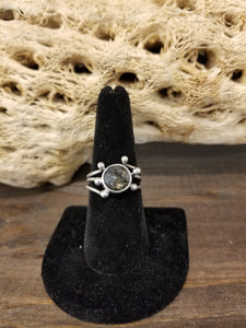 Faceted Tourmalinated quartz ring