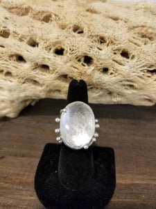 Mandala clear quartz ring