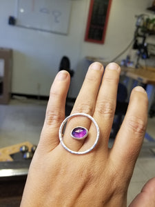 Amethyst Floating Circle Ring