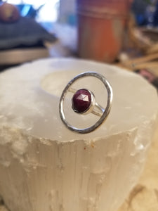 Red Sapphire Floating Circle Ring