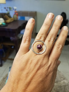 Red Sapphire Floating Circle Ring