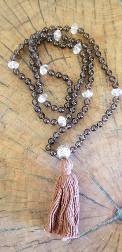 Smoky and Clear Quartz Mala