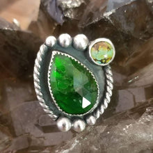Load image into Gallery viewer, Chrome Diopside and Hubei Turquoise Ring