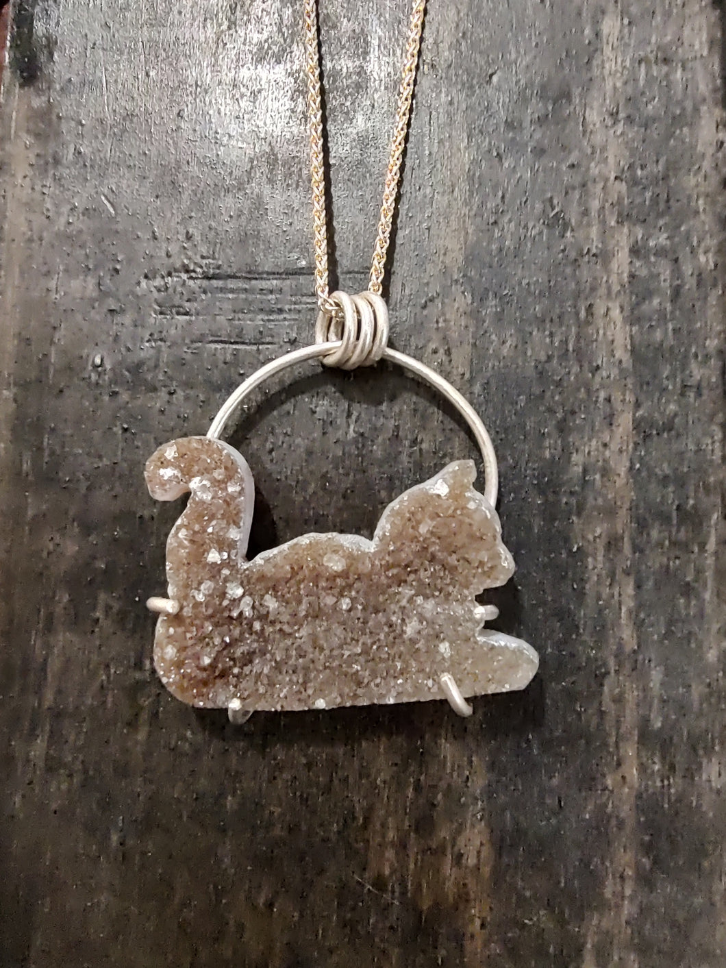 Smoky Cat in the moon pendant