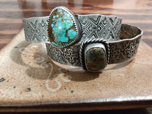 Load image into Gallery viewer, Number 8 Turquoise stamped cuff