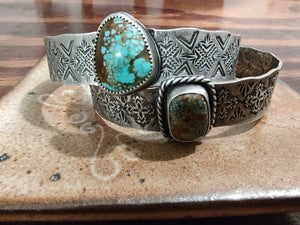 Number 8 Turquoise stamped cuff