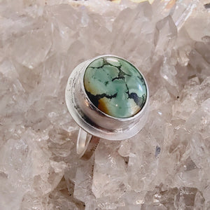 Round Polychrome Hubei Turquoise Ring